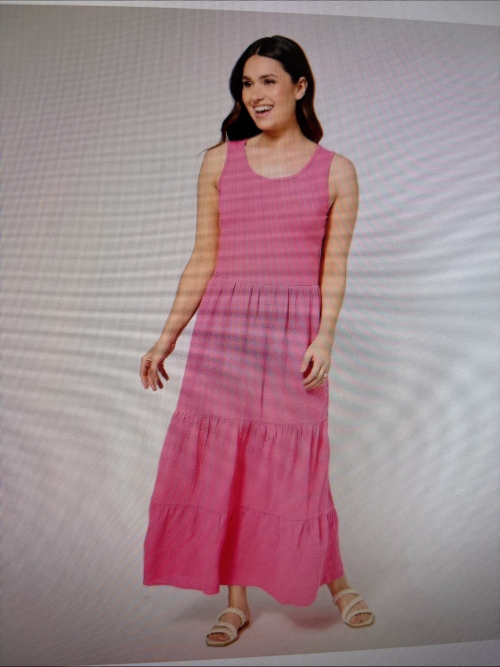 Belle Beach by Kim Gravel contrast fabric Sleeveless Tiered Maxi Dress, mp